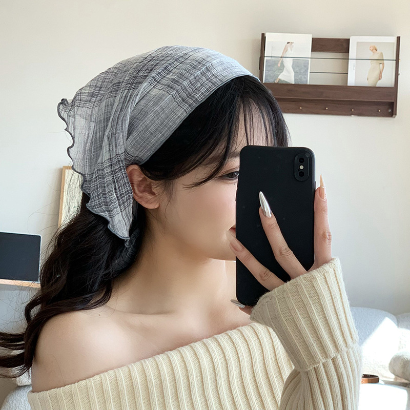 Pañuelo triangular mujer coreana estilo japonés lino puro estricto personalidad multifuncional pañuelo pequeño pañuelo correa de cabello pañuelo al por mayor