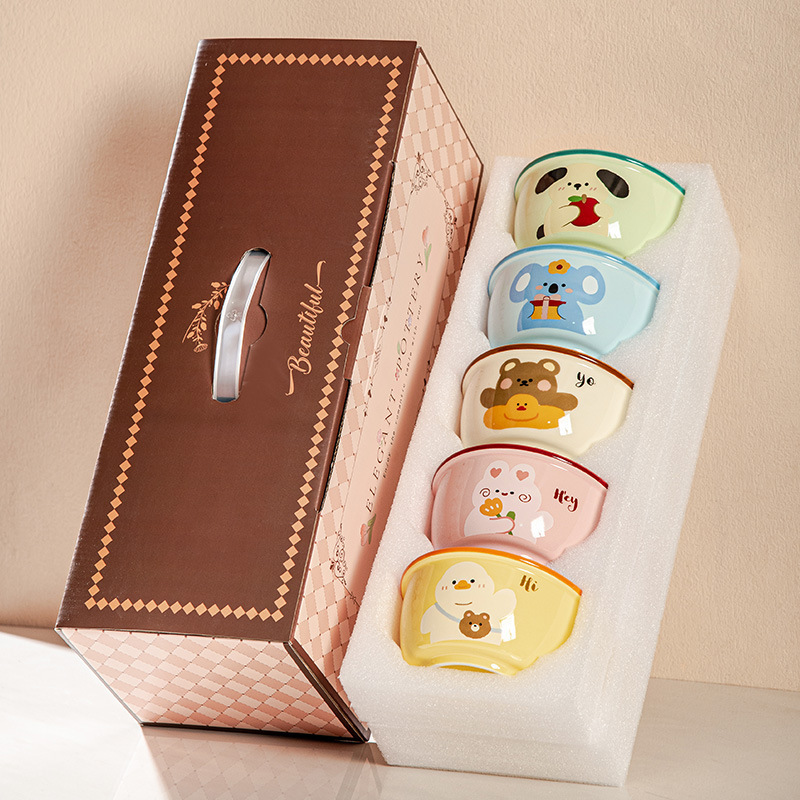 アニマルランド ライスボウル ホーム 2025 新しい誕生日ギフト食器子供用小ボウル個人用かわいい磁器ボウル|undefined