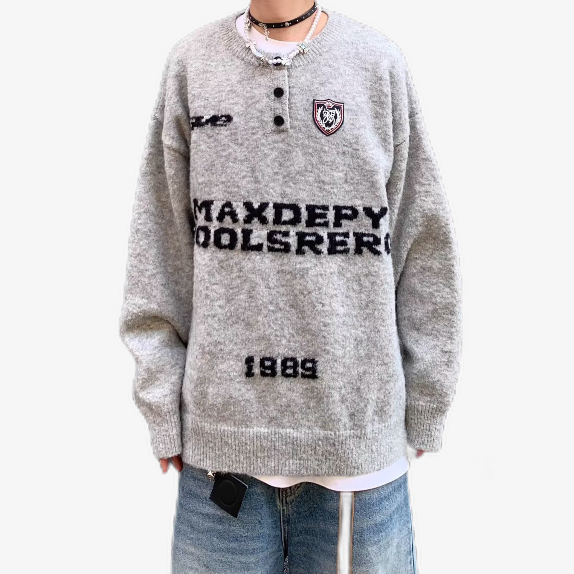 Explosiones transfronterizas de tamaño europeo de gran tamaño henry cuello jersey suéter letras de moda masculinas otoño invierno fábrica de viento lento al por mayor