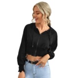 Брендовый весенний лонгслив, короткий кардиган с молнией, куртка, спортивная толстовка с капюшоном, европейский стиль, с рукавом