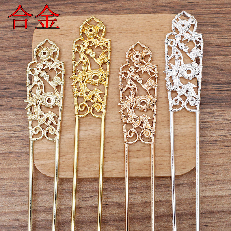 新中式国潮电镀金属合金汉服古风花卉发簪主体 (14169)