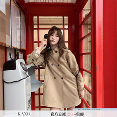 你好卡农 双排扣插肩袖宽松风衣女秋季2025新款小个子中长款外套