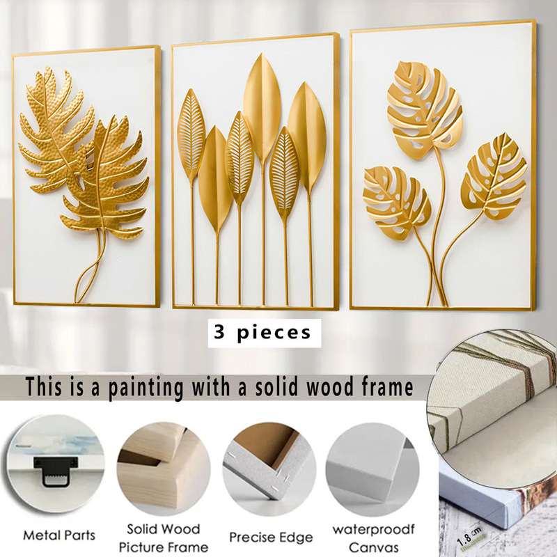 3 Pieces Canvas Wall Art Poster Flower Casual Triptych Canvas Framed Painting Wall Decoration Wall Painting Living Room 1
