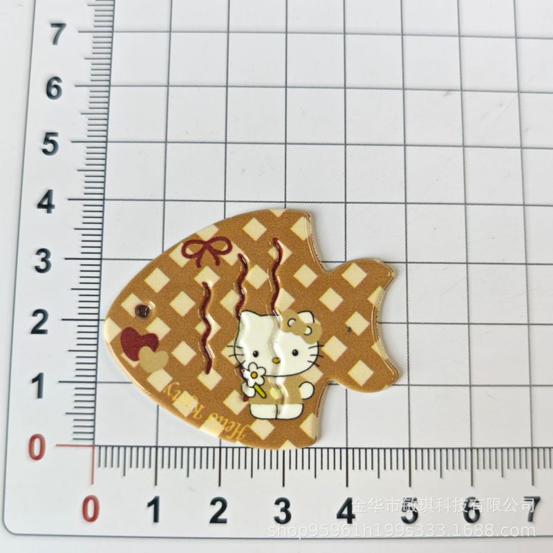 新款米咖色卡通猫咪鱼形发饰洞洞鞋鞋花diy发夹配件装饰手机壳diy|undefined