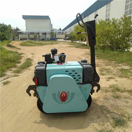 柴油汽油手扶式双轮压路机 小型单轮压路机 600宽草坪压路机图片