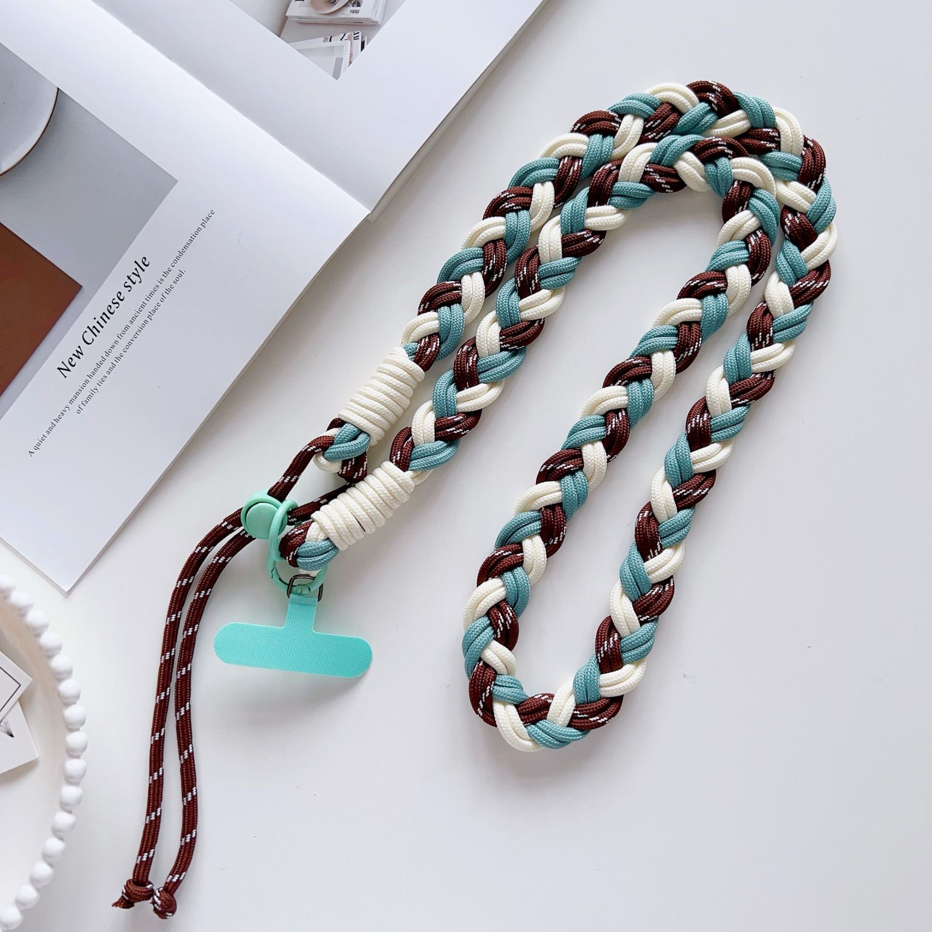 Color trenzado 6 hebras ajustable cuello de teléfono móvil cuello de cuello