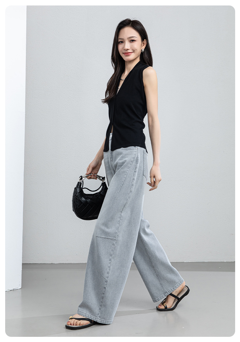 Quần culottes nữ ống rộng cạp cao dáng suông chất liệu tencel mềm mại — màu xám chi tiết 21