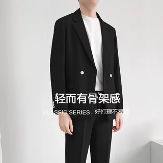 高级感坠感休闲西服套装男宽松韩版帅气痞帅潮轻熟小西装外套潮流