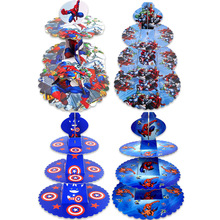 超级英雄蜘蛛侠复仇者美国队长主题男孩儿童卡通派对三层蛋糕架