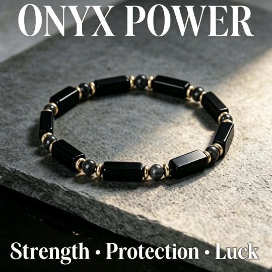 Cross-border bestseller TK popular black onyx and labradorite rectangular beaded bracelet