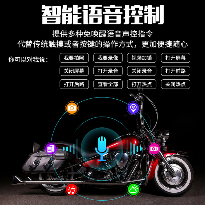 Motorcycle Driving Recorder Wifi with Gps+High-Definition Dual-Lens Camera Waterproof Electric Vehicle Riding Recorder