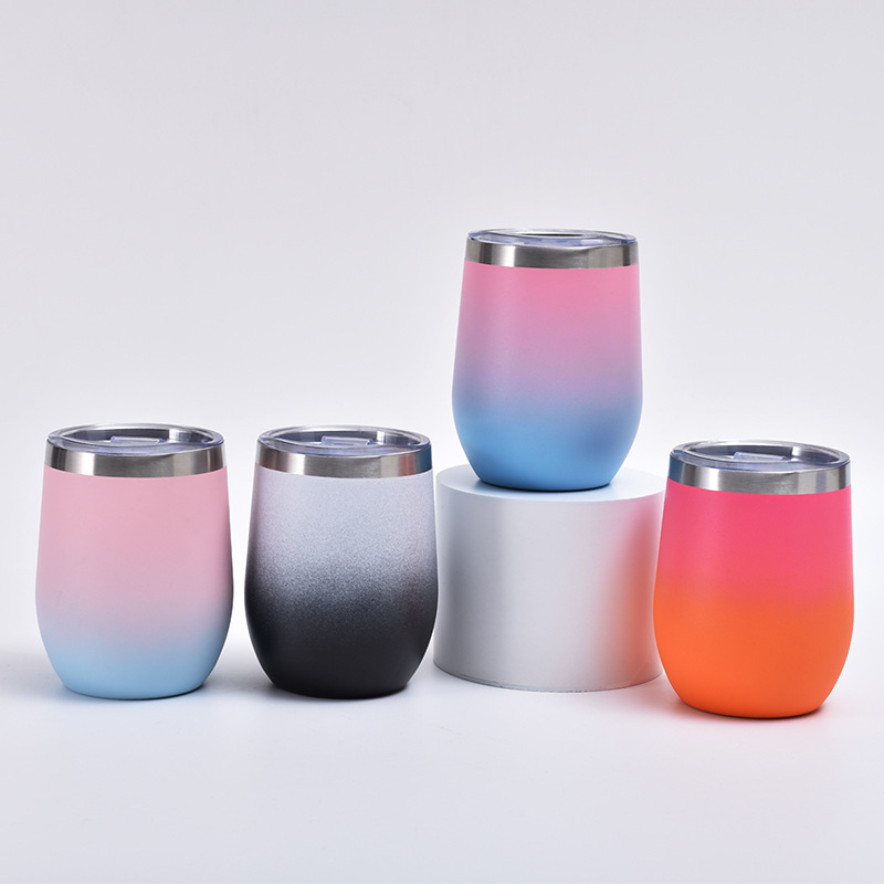 Taza de huevo especial transfronteriza de 12oz de acero inoxidable taza de huevo de doble capa de vacío en forma de U copa de vino tinto taza de huevo