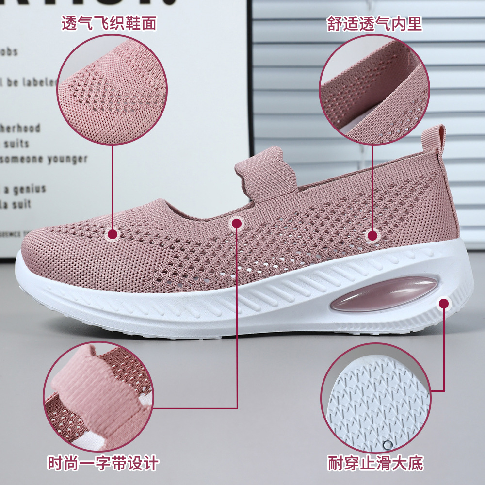 Zapatos de verano para mujer, estilo nuevo, con suela suave, cómodos y transpirables, zapatos sin cordones para madres, zapatos de tela estilo Pekín antiguo para mujer.