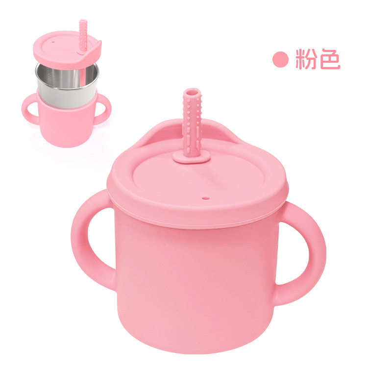Amazon tazas de paja para niños tazas de bebés de acero inoxidable 3 - en - 1 tazas de agua para bebés tazas de paja tazas de bocadillos