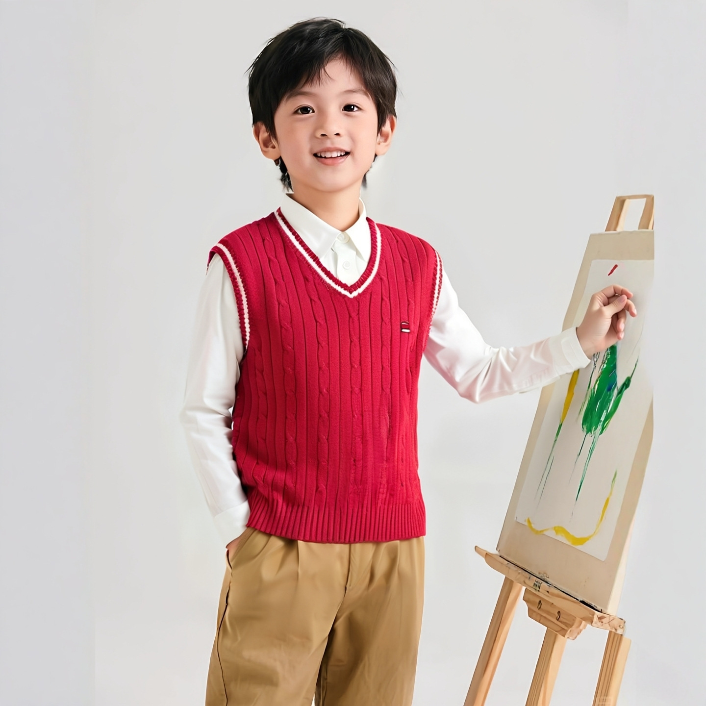 Suéteres estilo universitario para niños y niñas de primavera y otoño, chalecos de algodón para bebés, chalecos de punto para niños, uniformes escolares