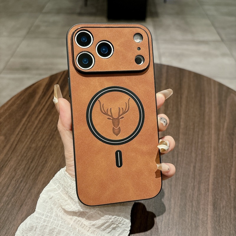 iPhone17Promax 鹿頭磁気 15 携帯電話ケース Apple 16pro ラムスキン保護カバークロスボーダー|undefined