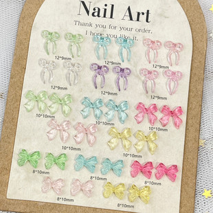 New Jelly Color Bow Nail Art Accessories Fairy Style Ice See-Through Versatile Floating Bow Tie DIY Wearable Nail Accessories