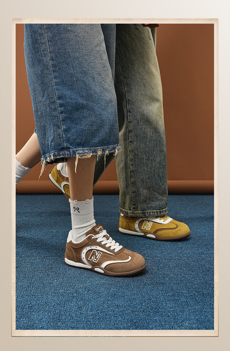 Giày sneaker nữ chạy bộ mesh thoáng đế bệt phong cách cổ điển — 298 Nâu Caramel chi tiết 12