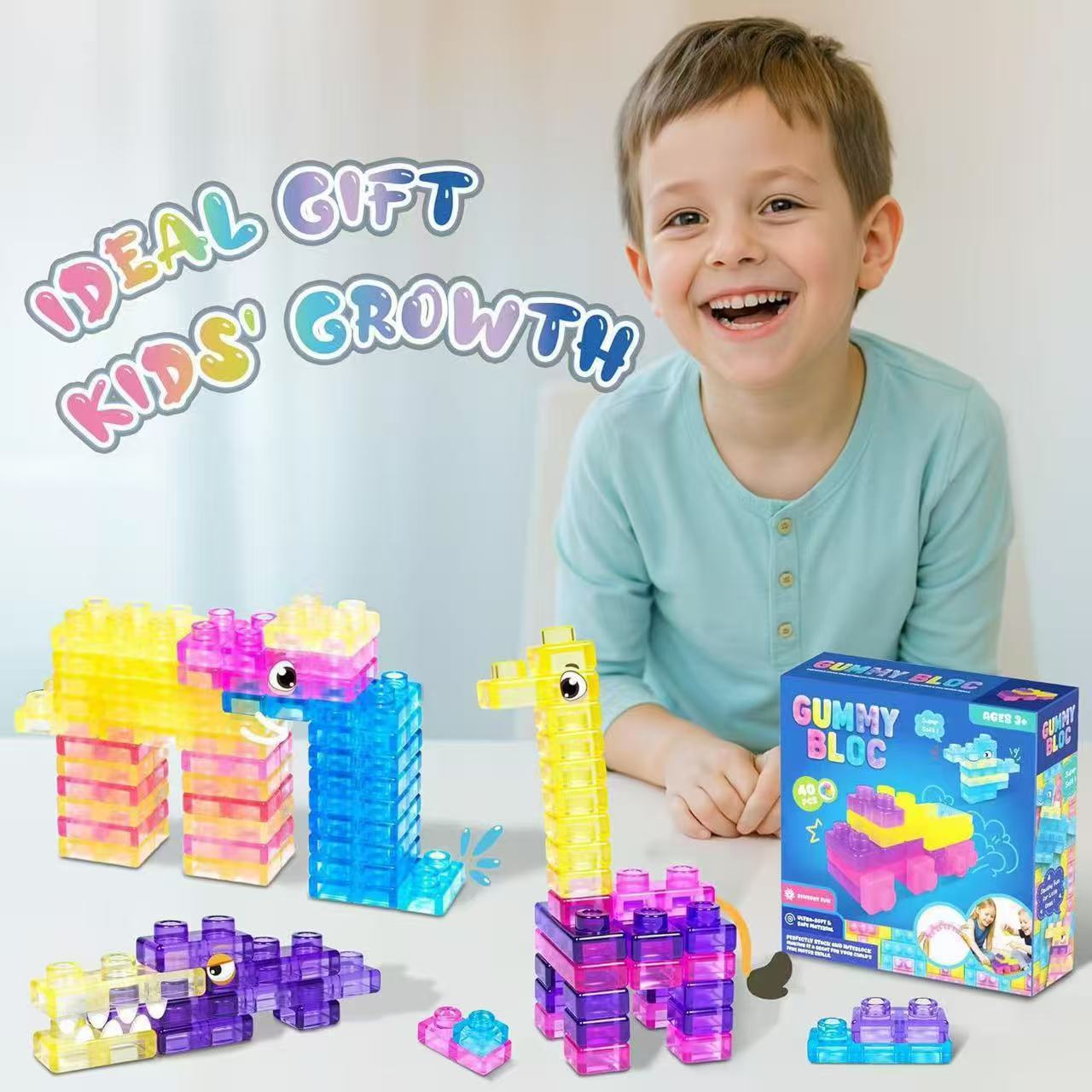 Transfronterizo Sensory Soft Building Jelly Blocks Glue Soft Descompress Set Juguetes Descompress