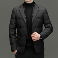 品牌羽绒服小西装男冬季新款加厚保暖西服中青年商务休闲冬装外套