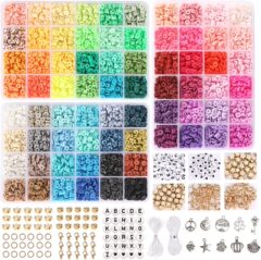 48色の柔らかい陶磁器のアルファベットのビーズのセットの箱の6mmの粘土のビーズのdiyのアクセサリーの部品の手作りのブレスレットのビーズの材料の卸売り