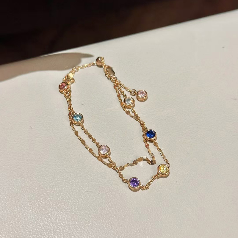 Bracciale doppio strato con strass per donna stile impilabile_voghion.com