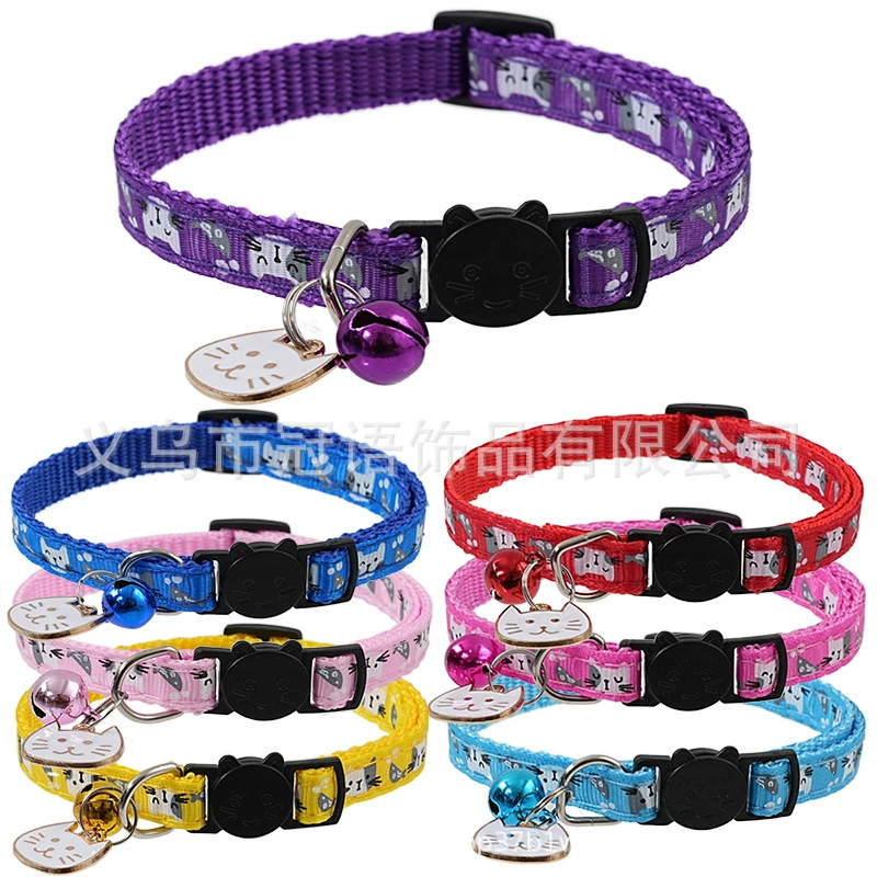 Трансграничные взрывные подвески воротник для домашних животных Регулируемая безопасная пряжка кошачья голова аксессуары кошачий ошейник завод прямых продаж оптовая продажа