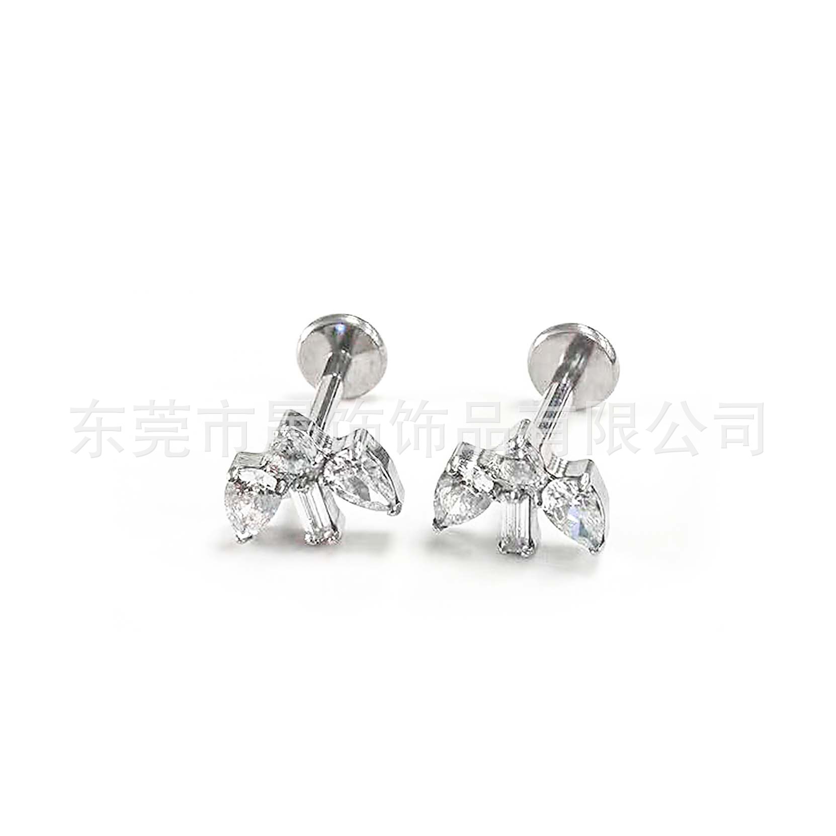 F136 Titanium Alloy 方 Zirconia 马眼小圆 Zirconia Ear Stud G23 Titanium Internal Thread Cubic Zirconia Labret Stud 穿孔 Jewelry 头部