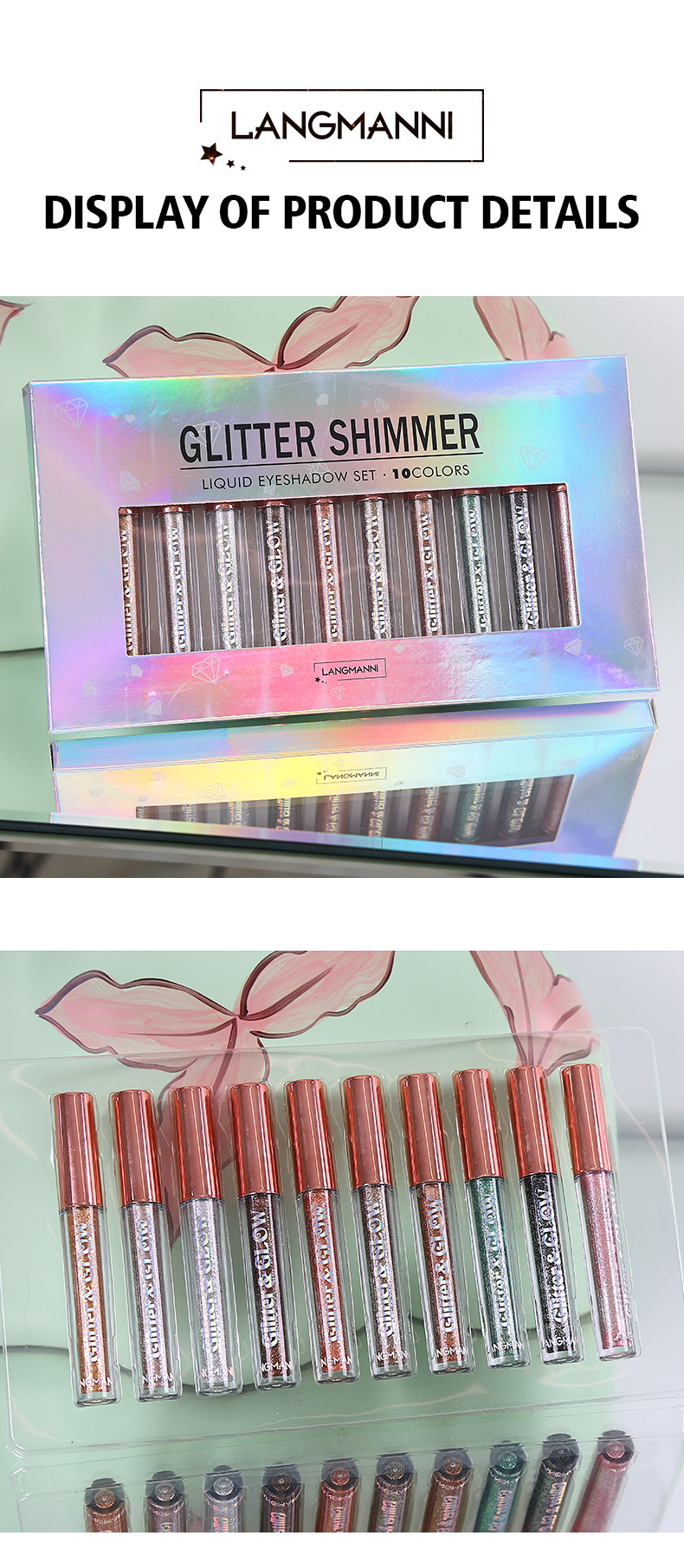 Langmanni Ten Diamond Sparkling Liquid Eyeshadow Set, Psychedelic Pearlescent Eyeshadow Gift Box undefined