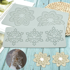 精藝新款雪花翻糖蕾絲墊巧克力糖工藝梵高裝飾硅膠模具烘焙印花墊