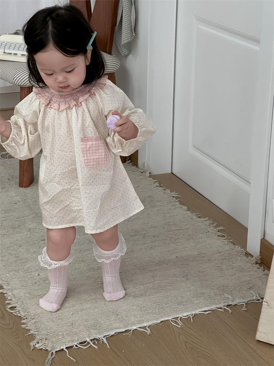 Vestido de manga larga para niñas, estilo coreano, ropa infantil, ropa de bebé, estilo otoñal, vestido de princesa, falda infantil nueva 2025