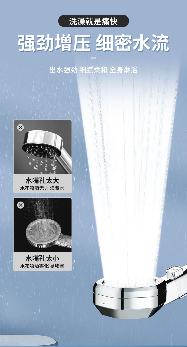 Cross-border hexagonal four-speed pressurized showerhead shower set, bath filter showerhead, home bathroom shower head undefined