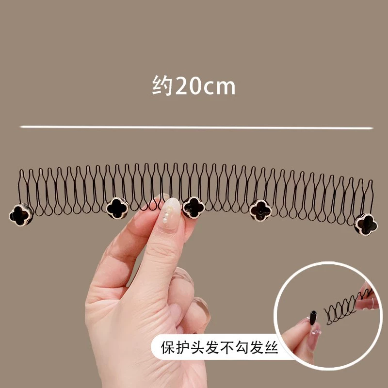 Hair comb clip long decorative comb, anti-breakage styling with pearl & floral accents
