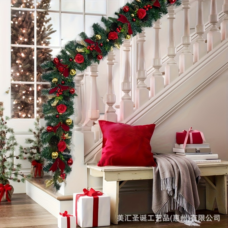 Meihui 2025 クリスマス新製品クリスマス植毛ガーランドドア吊りドアカーテンクリスマス装飾クリスマスガーランド籐|undefined