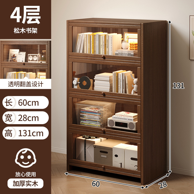 Estantes de madera sólida estantería de piso integrado contra la pared almacenamiento de almacenamiento de artículos de visualización de la sala de estar estante de libros para niños