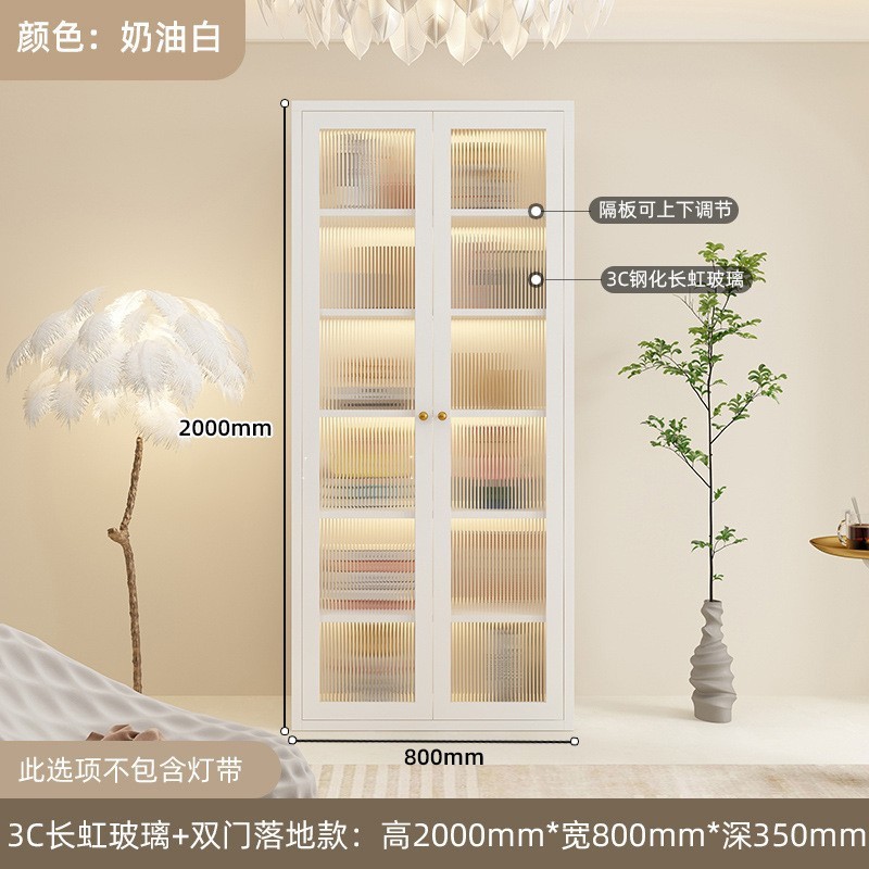 钢制书柜玻璃门防尘书架简约现代铁艺置物柜客厅储物柜家用展示柜|undefined