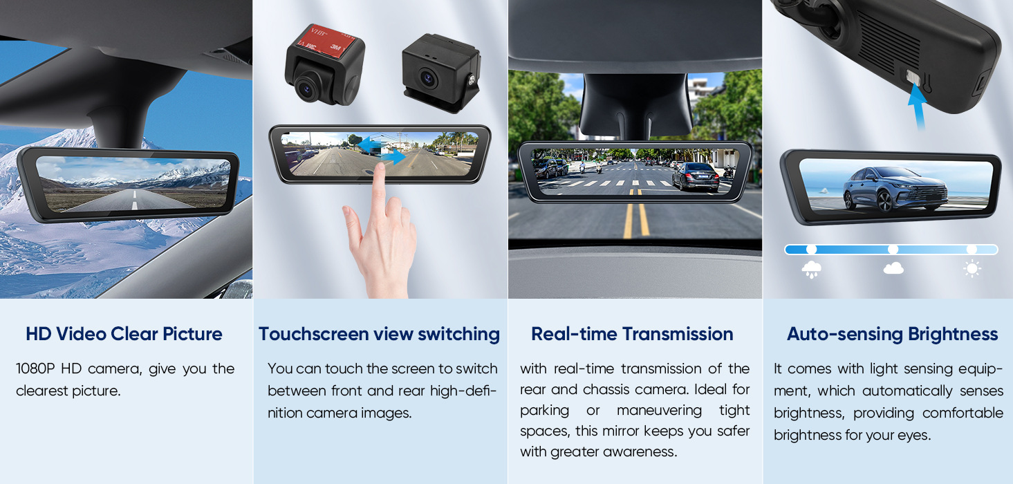 Suitable for Tesla Model 3 Interior Rearview Mirror Model Y Front and Rear Dual-Stream Streaming Media Rearview Mirror S82