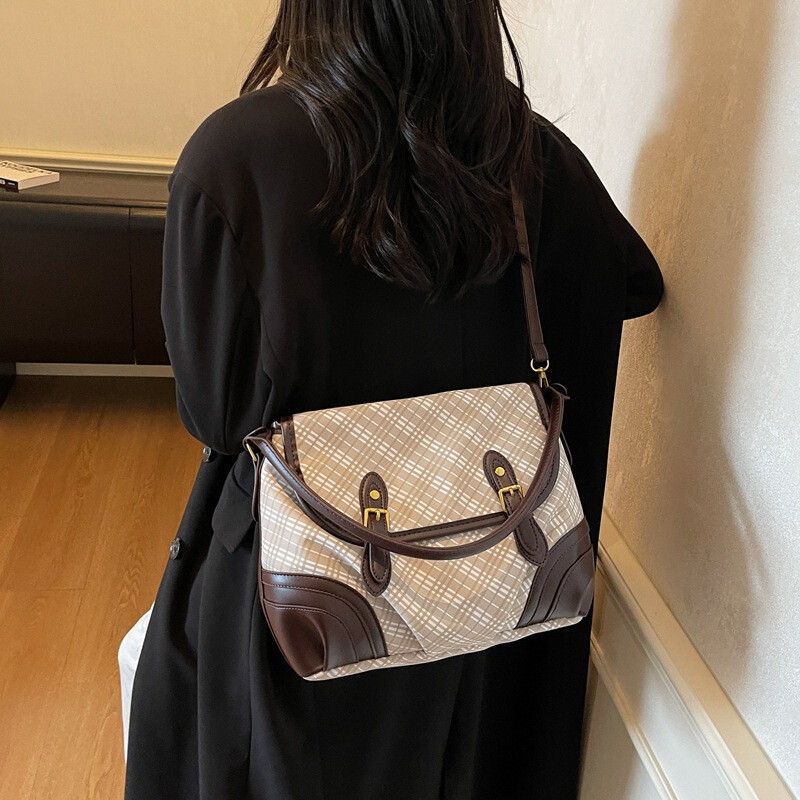 格子手提包包女2025新款潮流时尚复古腋下包高级感百搭斜挎单肩包|undefined