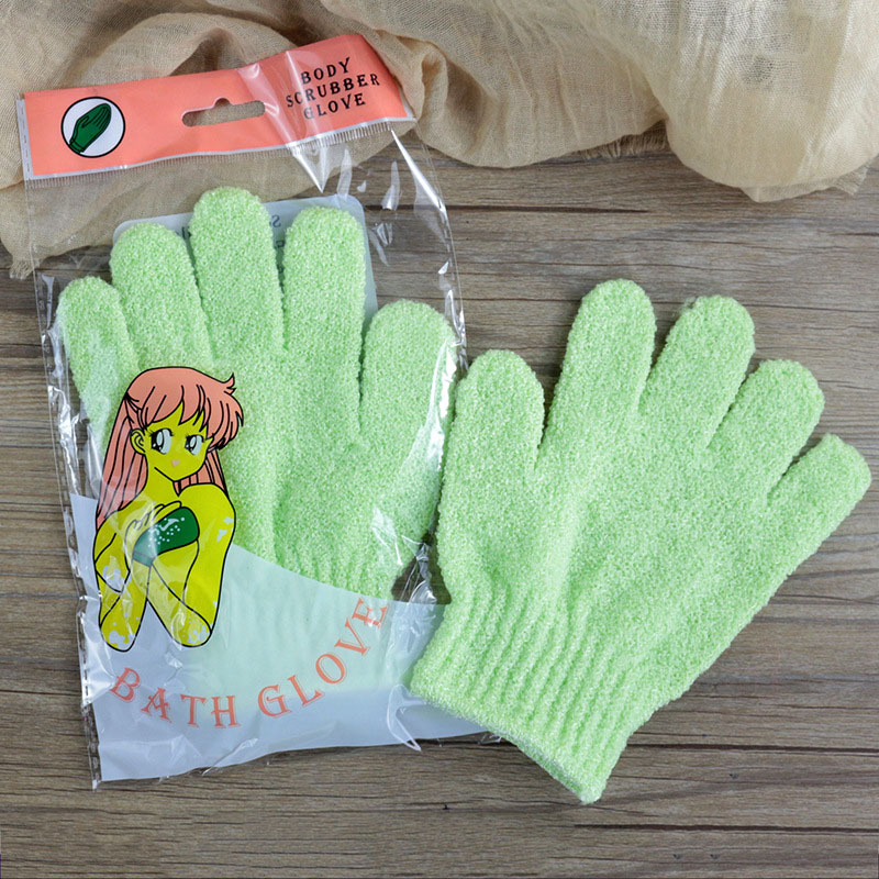 Guantes de baño de cinco dedos creativos toallas de nylon guantes exfoliantes al por mayor toallas de toallas de doble cara toallas de espalda