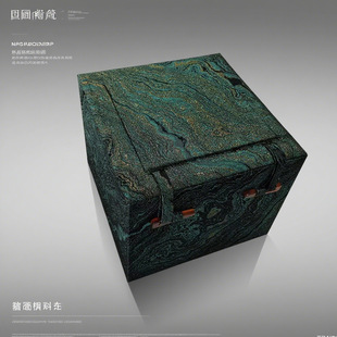 Customized Handmade Box Navy Blue Texture Antique High-End Gift Box Retro Gilt Pattern Business Packaging Box