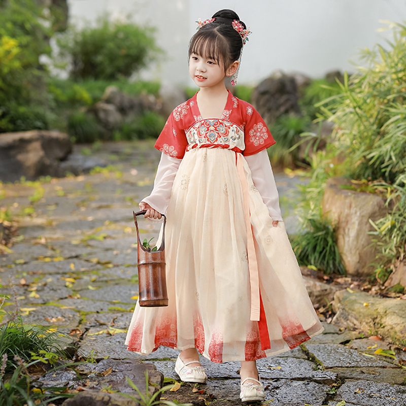 汉服女童2024夏季儿童连衣裙国风唐装女孩裙子中国风唐风国潮