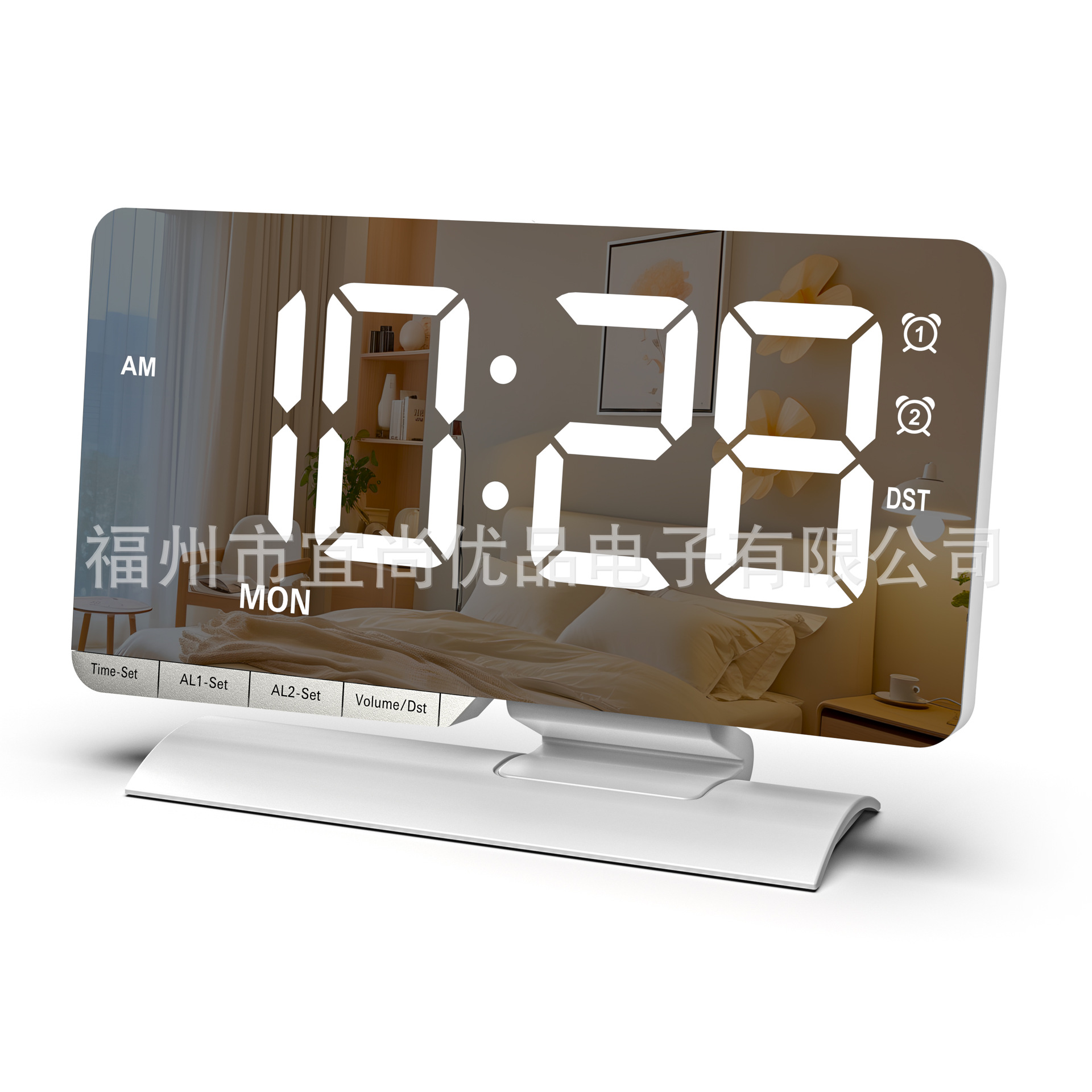 2026 New Cross-Border Home Desktop Electronic Alarm Clock with Large Screen Led Mirror Display for Summer Time