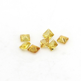 Fire color flash clarity Princess Square lathe worker high quality bare stone jewelry inlaid with stone yellow sapphire