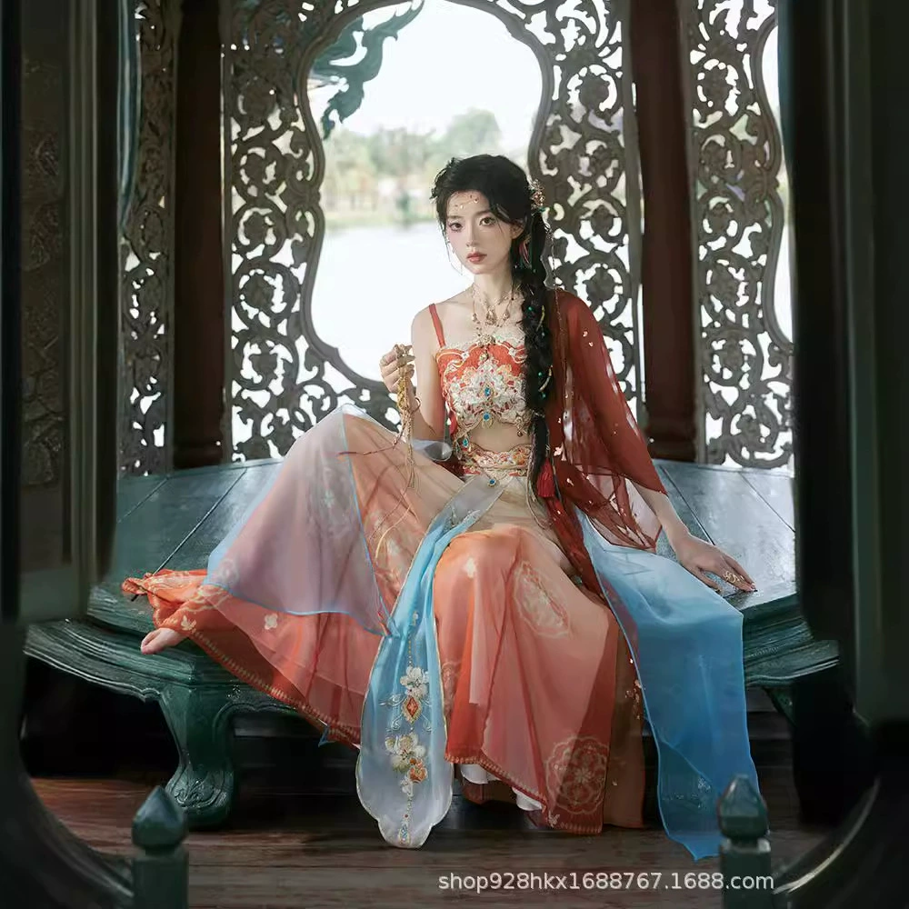 [Chang'e Desert Phantom-King Glory Совместное название] Экзотический ветер плащ сломанный костюм юбки улучшенный китайский элемент