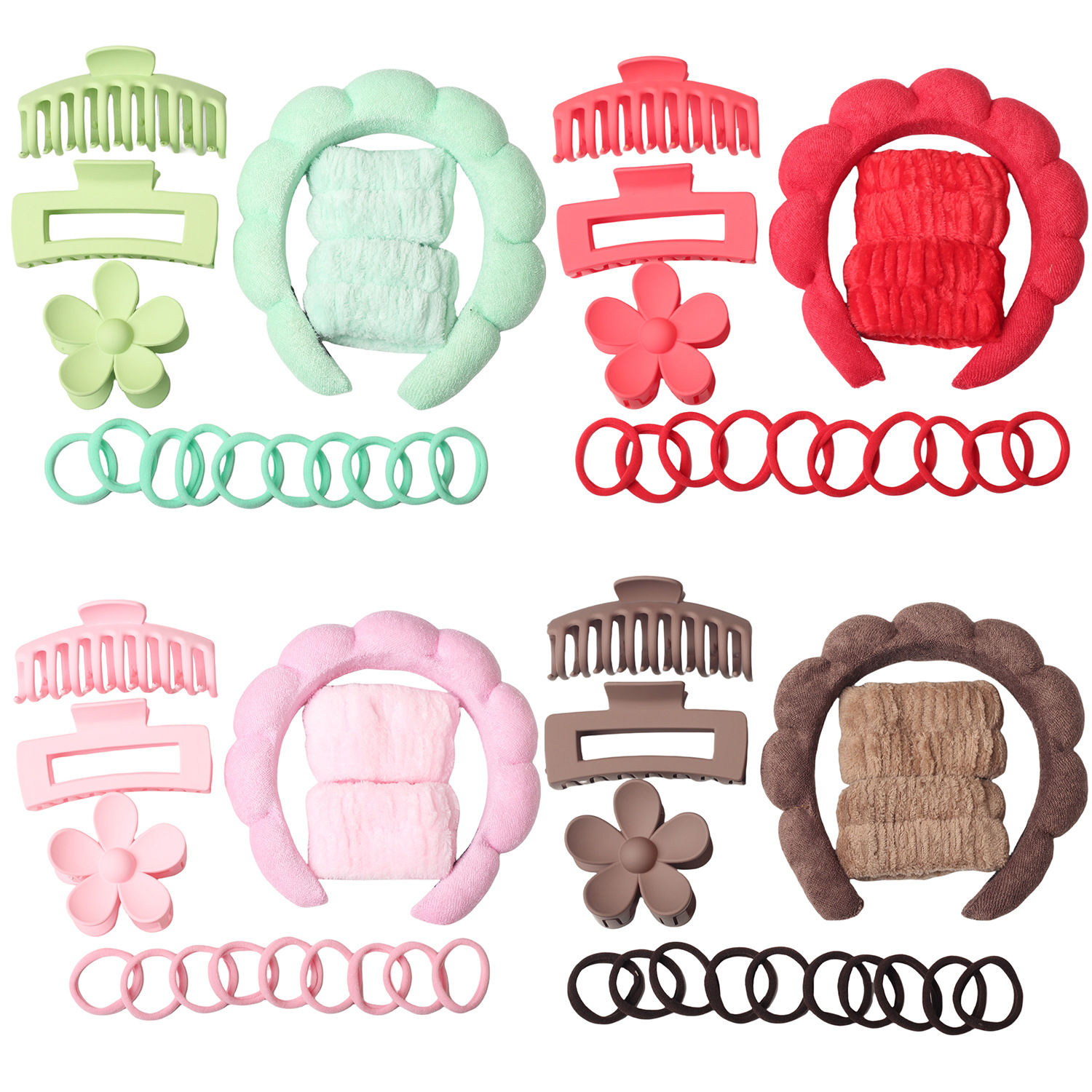 Diadema de nube de giro de esponja transfronteriza, pulsera de lavado de cara, anillo para el cabello de nailon, juego de pinzas de plástico grande, accesorios para el cabello image 4