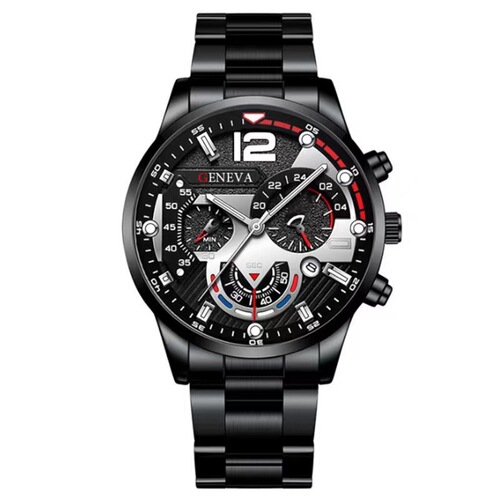 Fashion Business Day-Date Calendar Watch Wholesale Personalized Men's Steel Strap Business Cross-Border Set