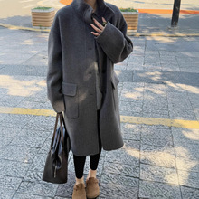 欧货针织立领双面山羊绒大衣女长款2025冬新宽松廓形显瘦毛呢外套
