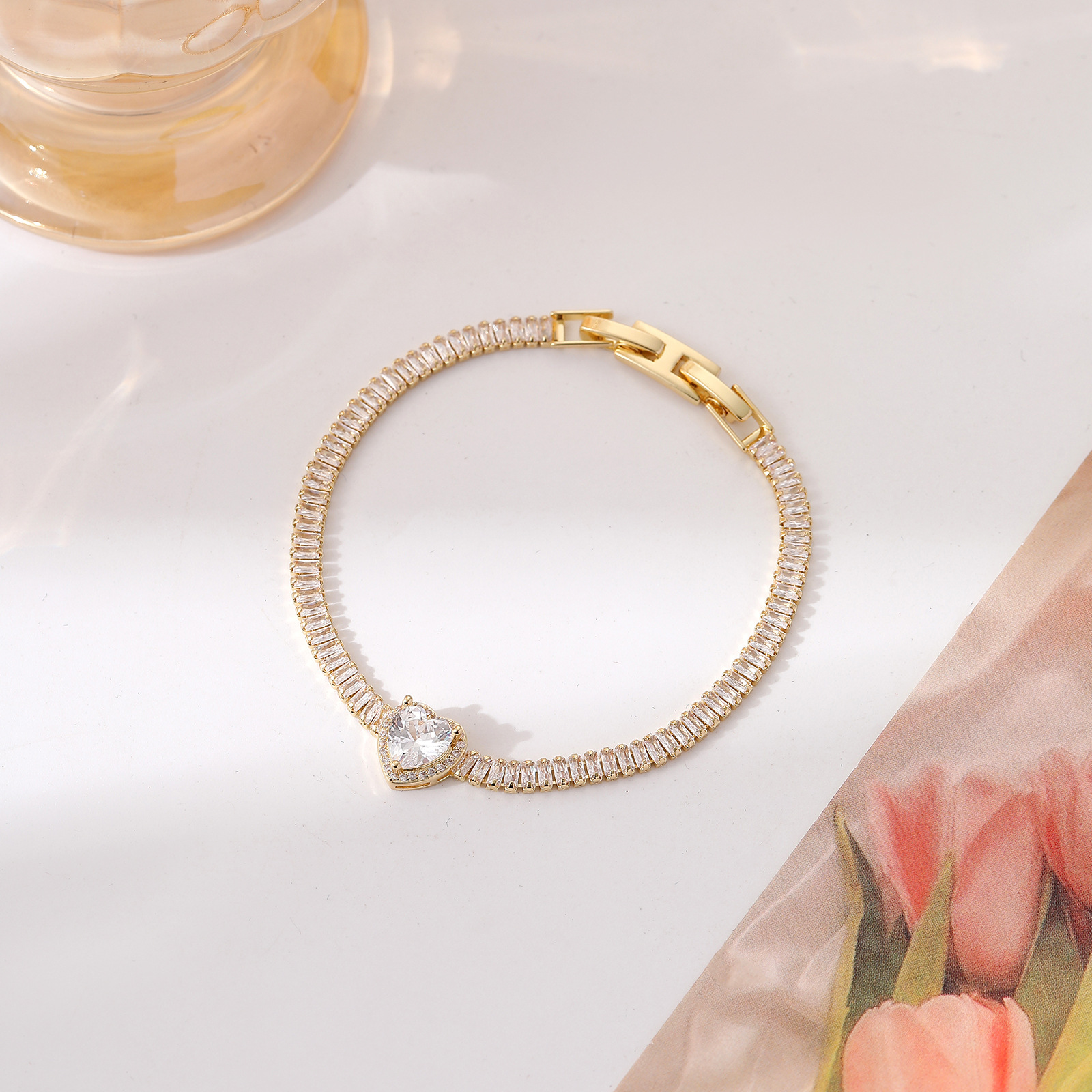 11g Weight Zircon Inlay Material Bracelets Classification Copper Chain Material 1 Piece Quantity Daily Occasion Copper Material Water Droplets, Heart Shape, Flower Pattern Women's Gender Inlay Design Shiny, IG Style Style Copper Inlay Water Droplets Heart Shape Flower Zircon Copper Bracelets 6