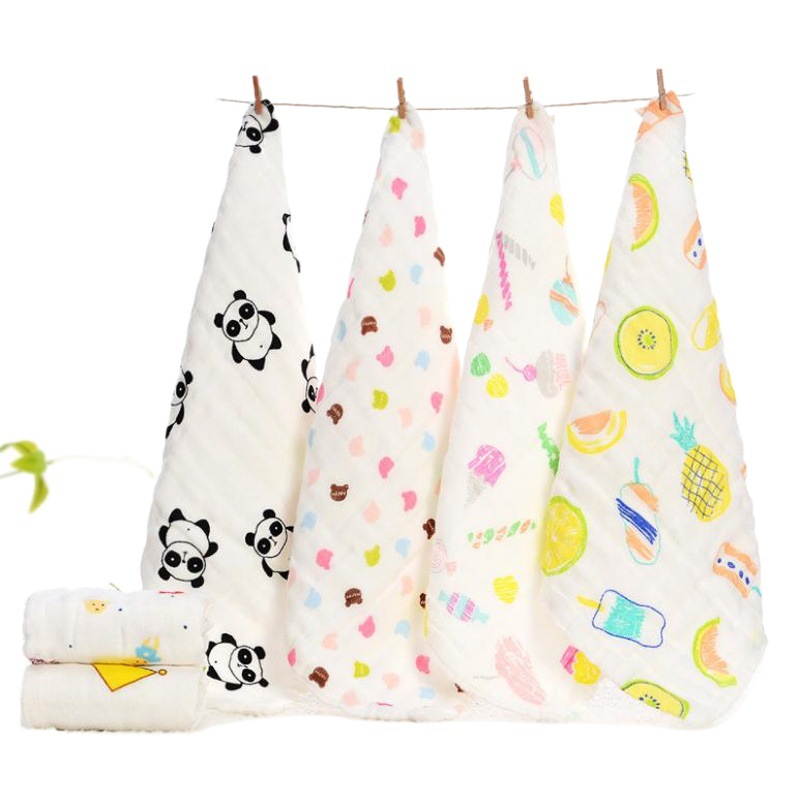 High-Density Pure Cotton Gauze Baby Saliva Towel 25*25cm Infant Baby Feeding Mouth Wiping Small Square Towel Soft