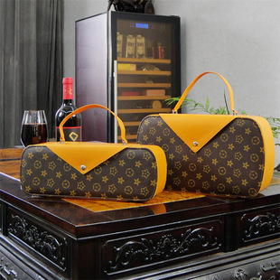 New red wine bag 2 red wine leather bag handbag double leather red wine box wine packaging box red wine